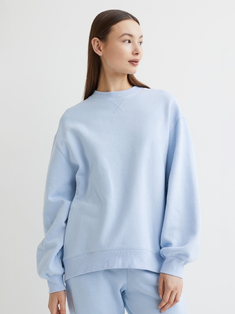 

H&M Women Blue Oversized Sweatshirt