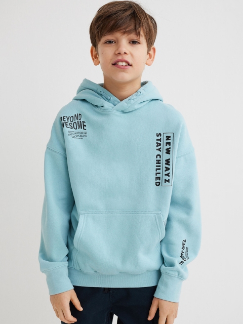 

H&M Boys Turquoise Blue Oversized Hooded Sweatshirt