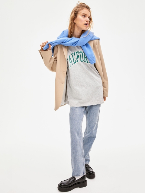 

H&M Women Grey Oversized T-shirt