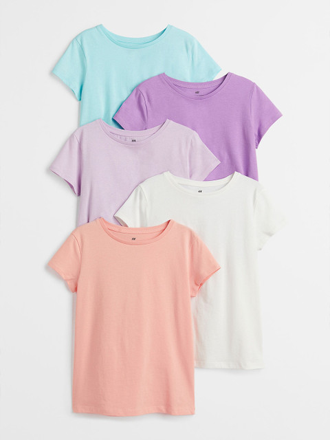 

H&M Girls 5-pack Cotton T-shirts, White