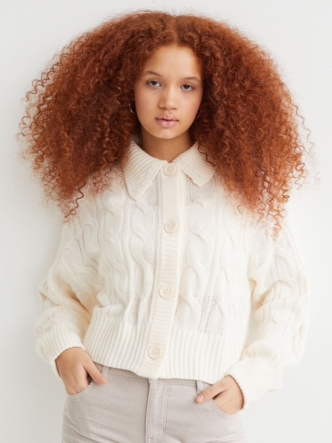 

H&M Women White Cable-Knit Cardigan