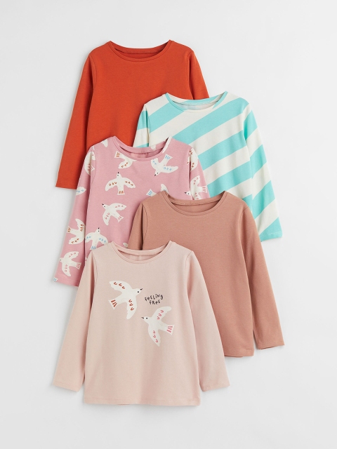 

H&M Girls 5-pack Jersey Tops, Pink