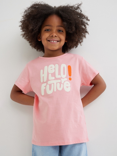 

H&M Girls Pink & White Printed Jersey Top