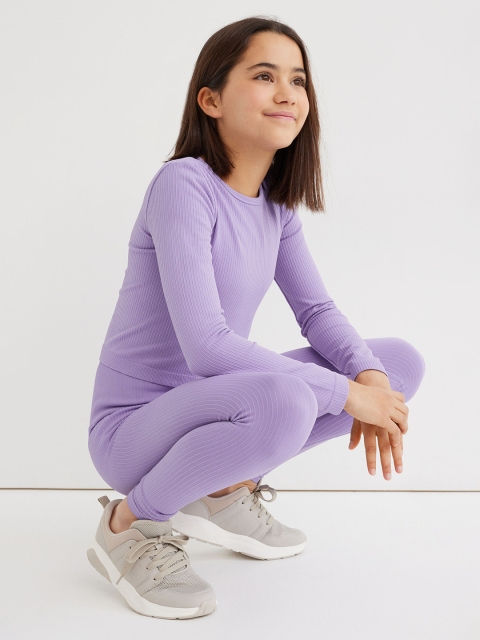 

H&M Girls Purple Cropped Seamless Sports Top