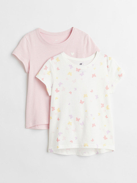 

H&M Girls White 2-Pack Cotton Jersey Tops