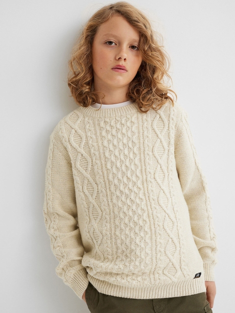 

H&M Boys White Cable-Knit Jumper
