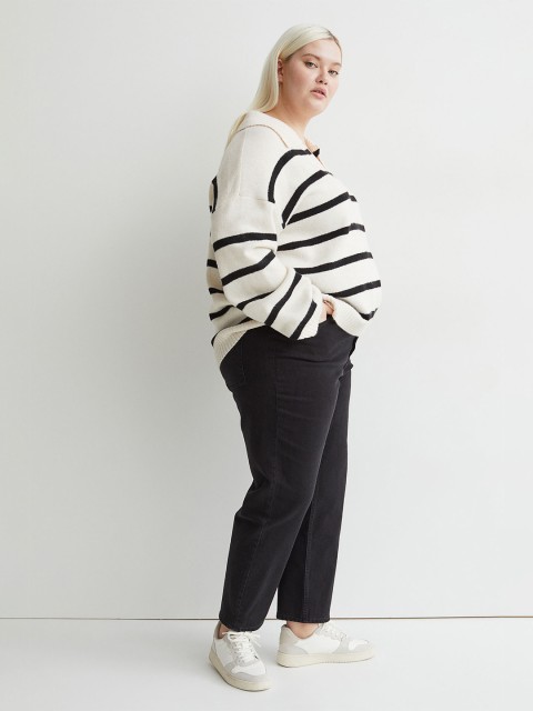 

H&M+ Women Plus Size Collared Jumper, White