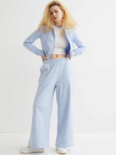 

H&M Women Blue Solid Wide Joggers