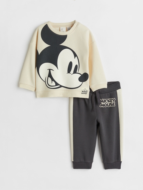 

H&M Boys White Mickey Mouse Printed 2-Piece Sweatshirt Set