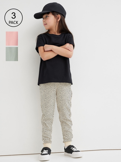 

H&M Girls Cotton 3-Pack Jersey Joggers, Green