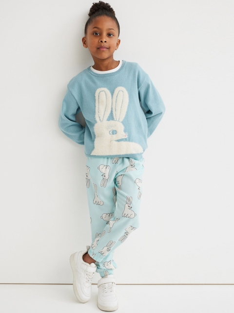 

H&M Girls Turquoise Blue Patterned Joggers