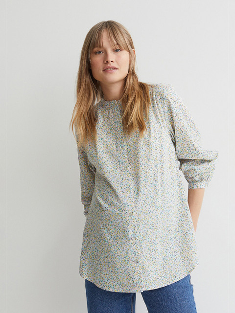 

H&M Women Multicoloured MAMA Balloon-Sleeved Blouse, Multi