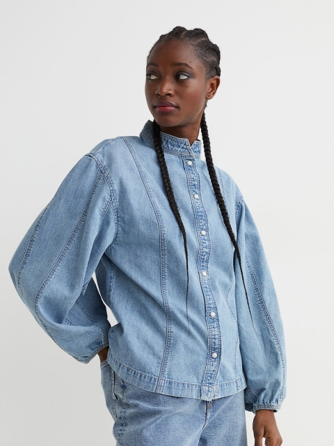 

H&M Women Blue Cotton Denim Blouse