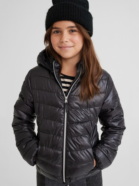 

H&M Girls Black Solid Lightweight Puffer Jacket