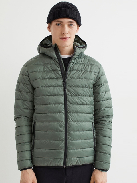 

H&M Men Green Padded Hooded Sports Jacket