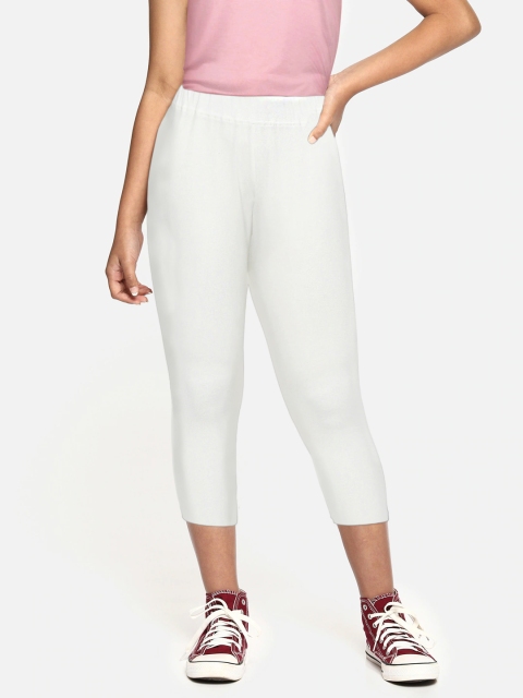 

SEYBIL Girls White Cotton Capri Leggings
