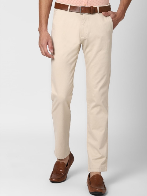 

Peter England Casuals Men Cream-Coloured Textured Slim Fit Trousers