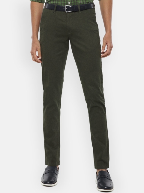 

Van Heusen Sport Men Olive Green Printed Slim Fit Trousers