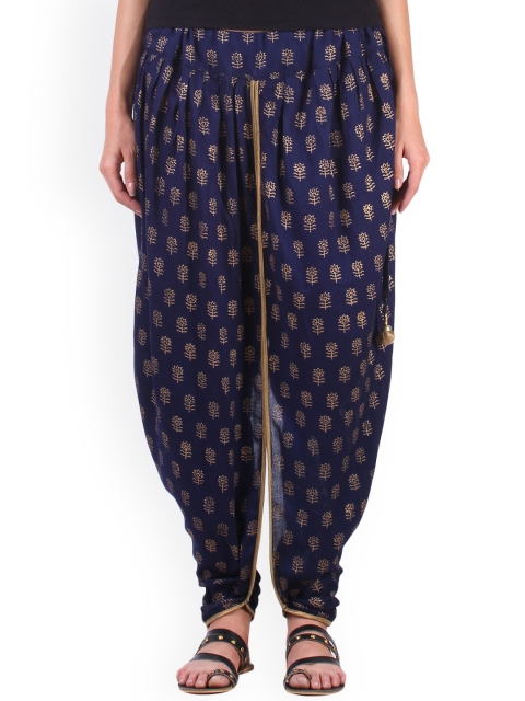 

9rasa Blue Hand Block Print Dhoti Pants