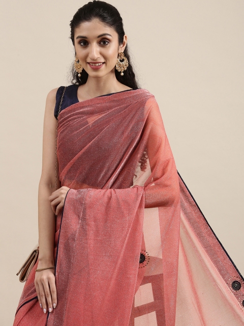 

Mitera Rose Embellished Lycra Shimmer Dyed Hot Fixing Saree