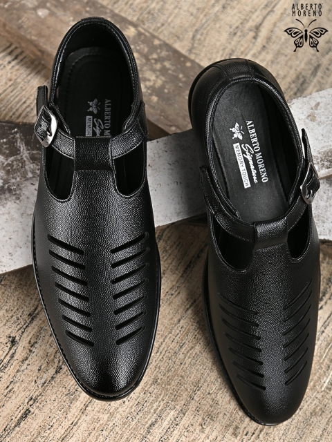 

ALBERTO MORENO Men Black Solid Shoe-Style Sandals