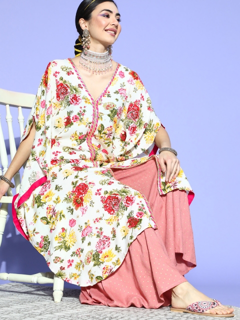

mokshi Beautiful Off-White Viscose Rayon Kaftan Kurta