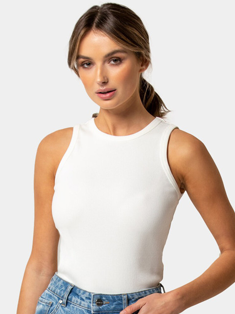 

Forever New Women White Solid Fitted Top