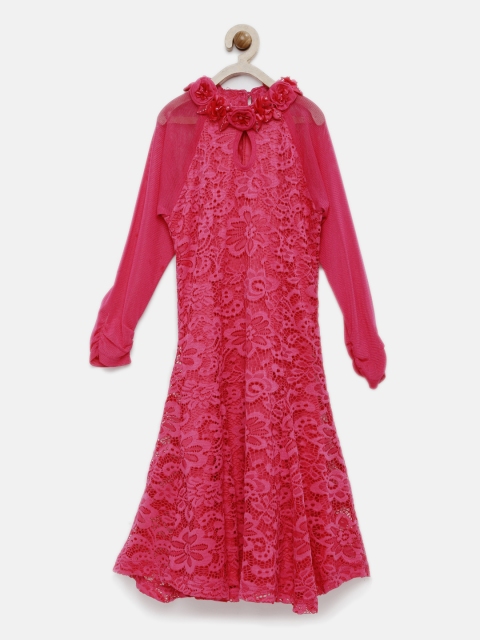 

Tiny Girl Pink Lace A-Line Dress