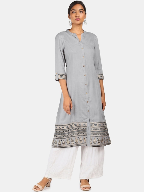 

Karigari Women Grey Ethnic Motifs Printed Kurta