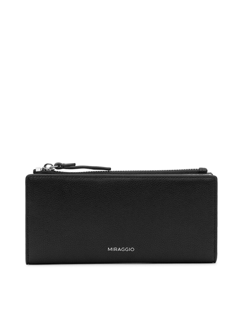 

MIRAGGIO Women Black Textured PU Card Holder Wallet