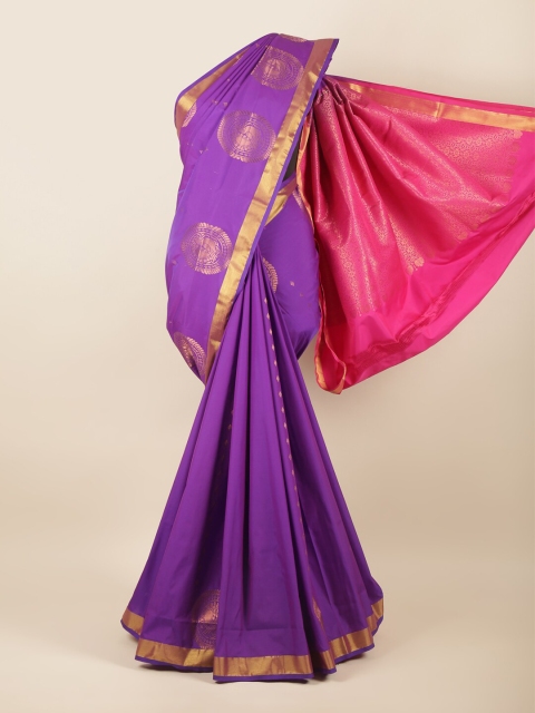 

Pothys Violet & Magenta Ethnic Motif Woven Design Art Silk Saree