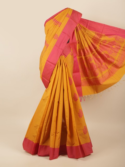 

Pothys Mustard & Pink Ethnic Motifs Silk Cotton Saree