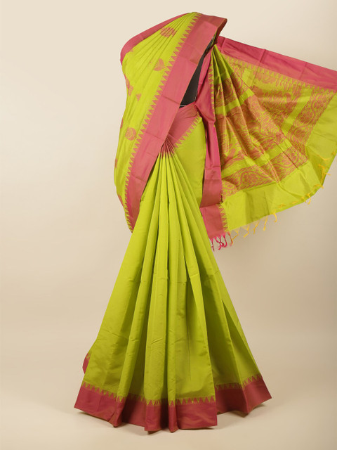 

Pothys Green & Pink Woven Design Silk Cotton Saree
