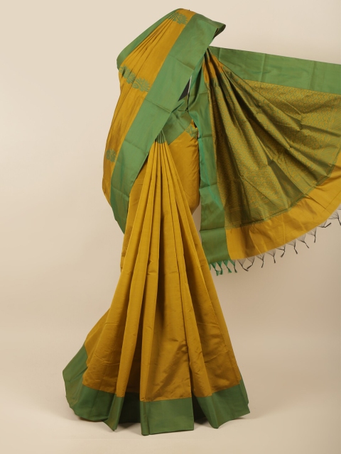 

Pothys Mustard & Green Woven Design Silk Cotton Saree