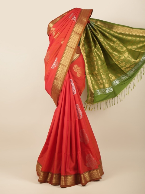 

Pothys Red & Green Ethnic Motifs Zari Art Silk Saree