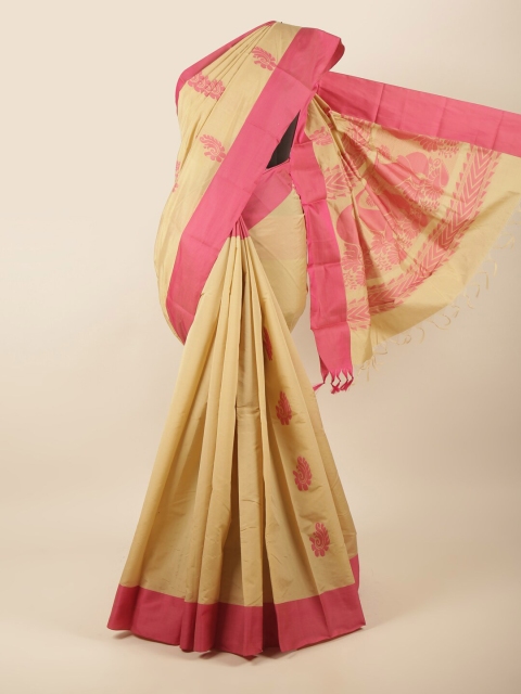 

Pothys Cream & Pink Woven Design Silk Cotton Saree