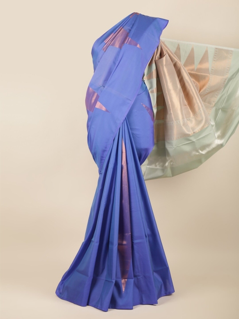 

Pothys Blue, Cream & Copper-Toned Ethnic Motifs Zari Art Silk Saree