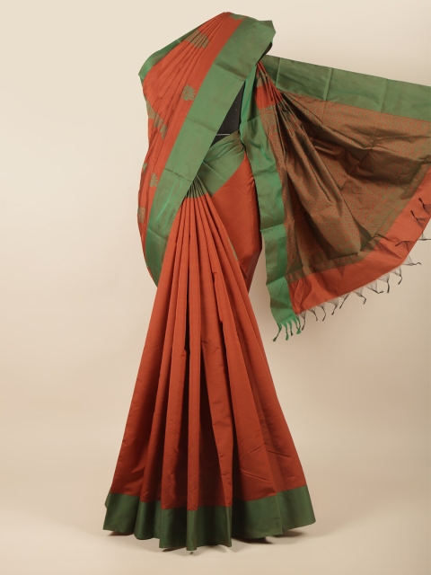 

Pothys Rust & Green Woven Design Silk Cotton Saree