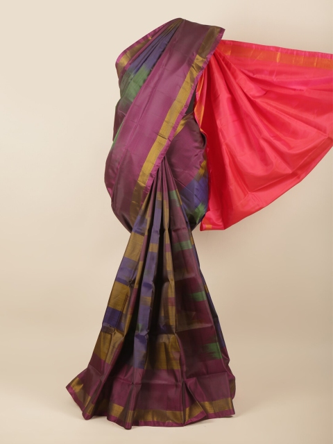 

Pothys Purple & Blue Colourblocked Zari Art Silk Saree