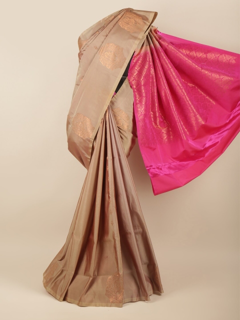 

Pothys Tan & Magenta Woven Design Zari Art Silk Saree
