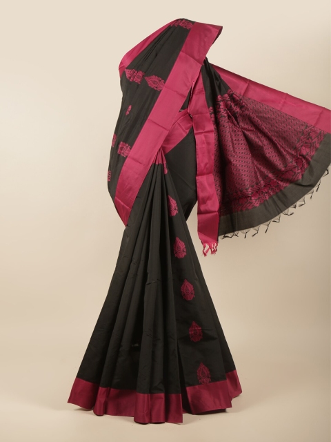 

Pothys Black & Fuchsia Ethnic Motifs Silk Cotton Saree