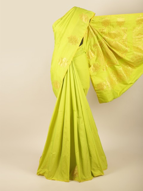 

Pothys Green & Gold-Toned Ethnic Motifs Zari Silk Cotton Saree