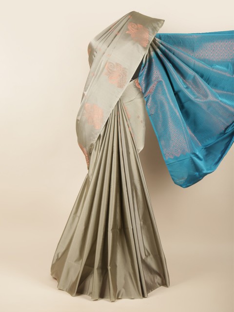 

Pothys Grey & Blue Ethnic Motifs Zari Art Silk Saree