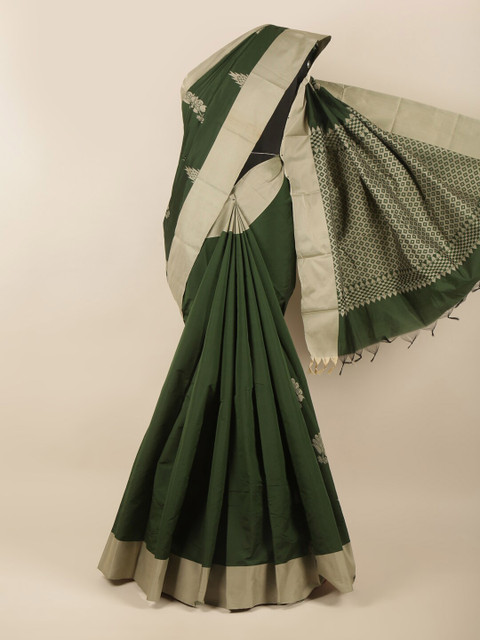 

Pothys Green & Beige Ethnic Motifs Silk Cotton Saree