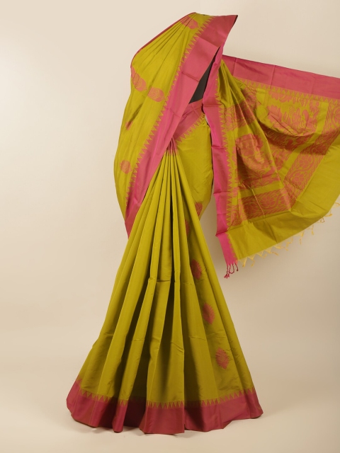 

Pothys Green & Magenta Floral Silk Cotton Saree