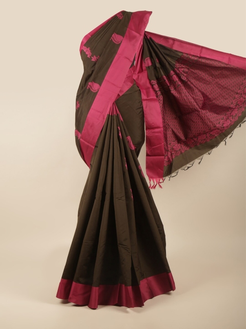 

Pothys Brown & Fuchsia Woven Design Silk Cotton Saree