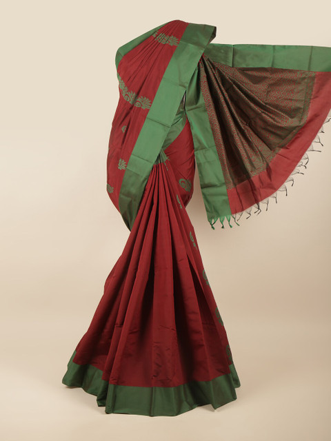 

Pothys Maroon & Green Woven Design Silk Cotton Saree