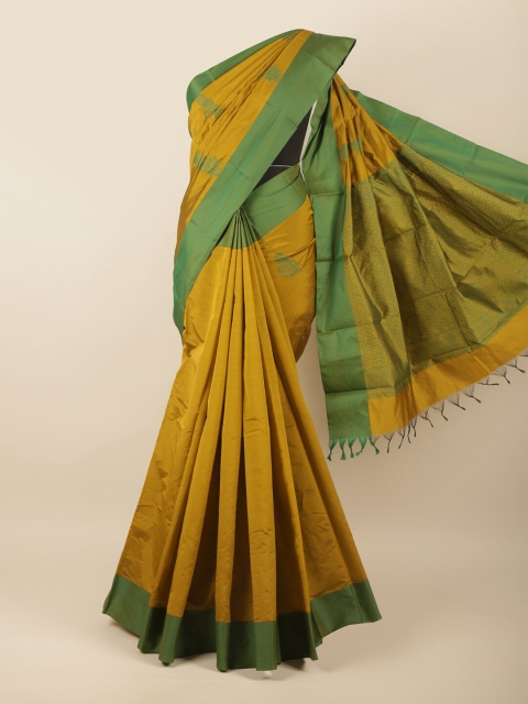 

Pothys Mustard & Green Ethnic Motifs Silk Cotton Saree