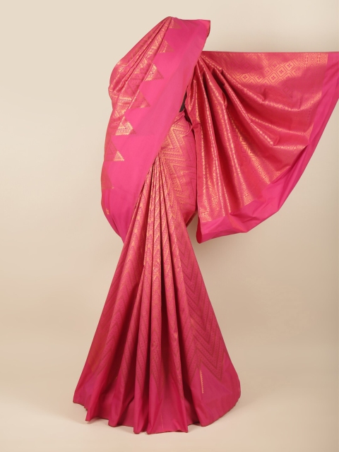 

Pothys Pink & Gold-Toned Ethnic Motifs Zari Art Silk Saree