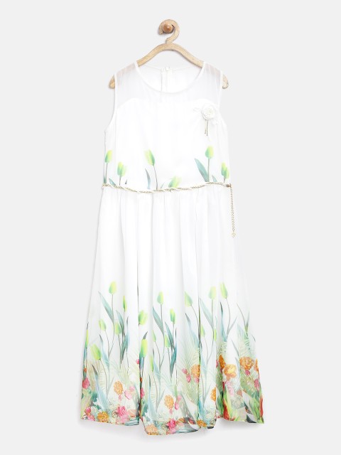 

Tiny Girl White Printed Fit & Flare Dress
